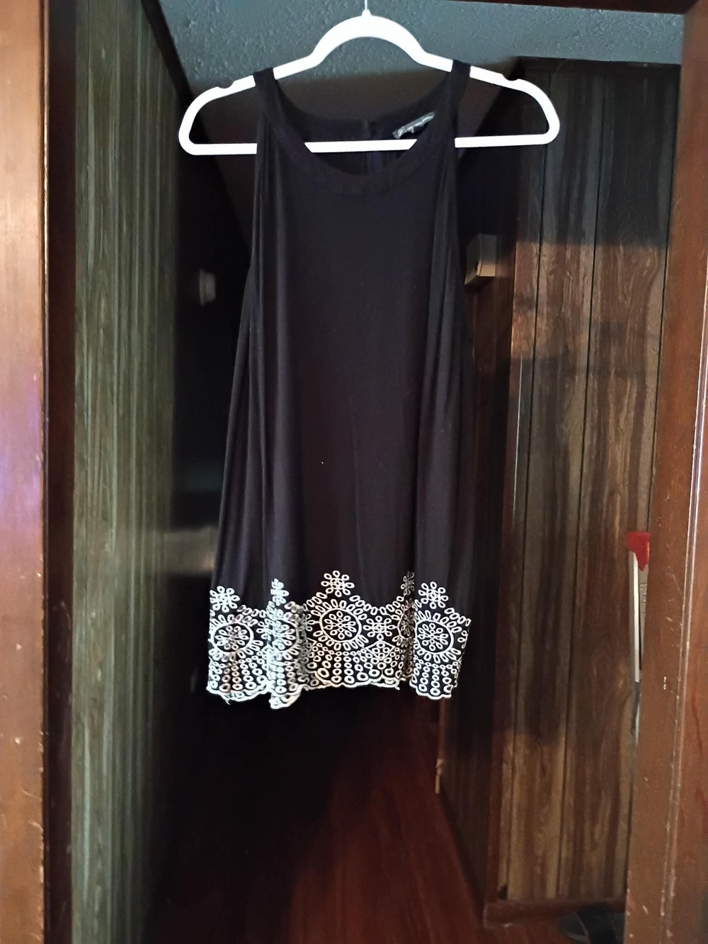 Adrianna Papell Black Tank Top with White Lace Border